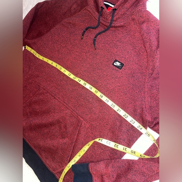Nike French Terry Hoodie Shoebox Pullover Red Black Men's XL - Picture 4 of 5